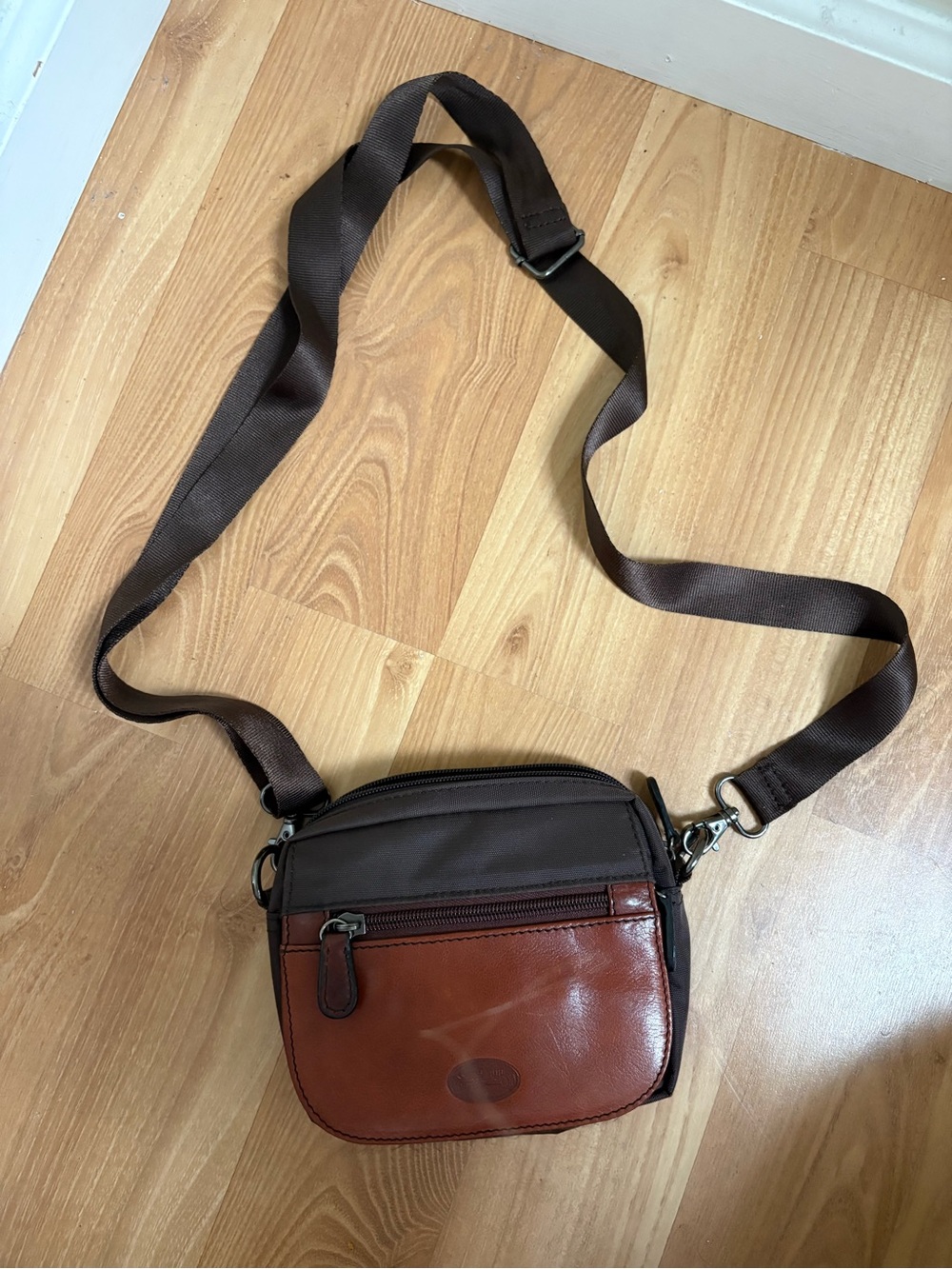 Toscanino Brown Two-Tone Leather-Trim Messenger